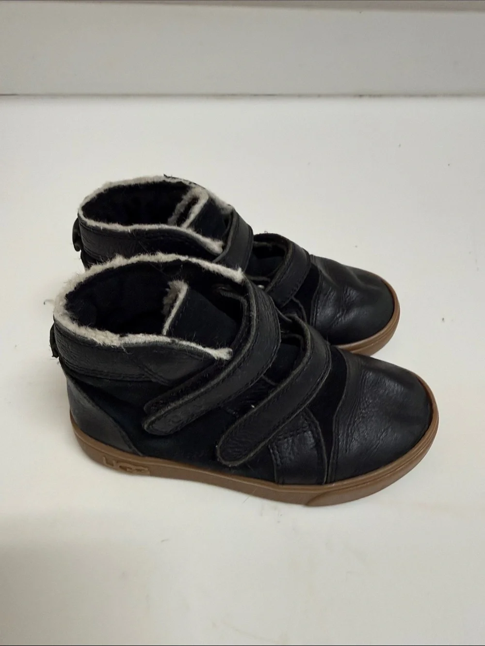 Ugh Kids Black High-Top Sneakers with Faux Fur Lining
